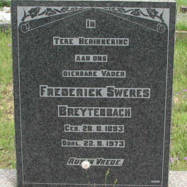 BREYTENBACH Frederick Sweres 1893-1973 &amp; Rachel Johanna VAN BLERK 1887-1953