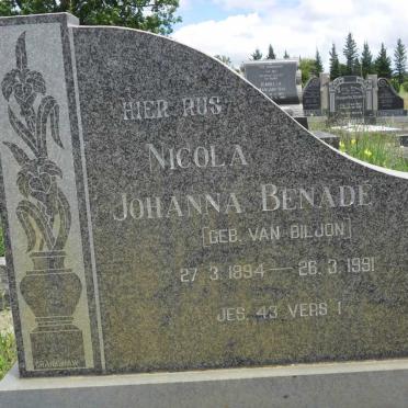 BENADÉ Nicola Johanna nee van BILJON 1894-1991