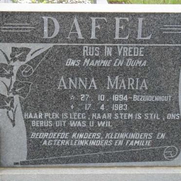 DAFEL Anna Maria nee BEZUIDENHOUT 1894-1983