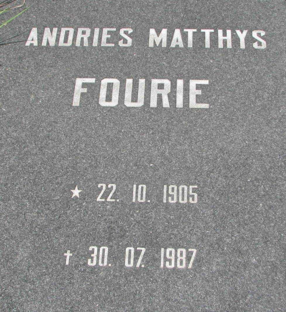 FOURIE Andries Matthys 1905-1987