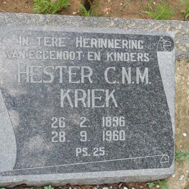 KRIEK Hester C.N.M. 1896-1960