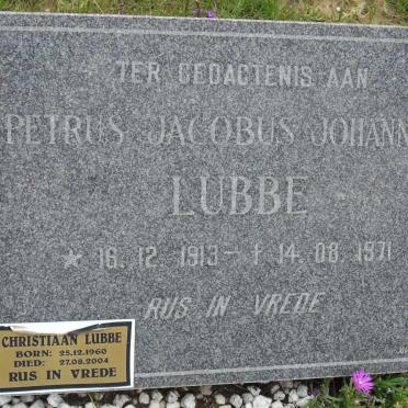 LUBBE Petrus Jacobus Johannes 1913-1971 :: LUBBE Christiaan 1960-2004