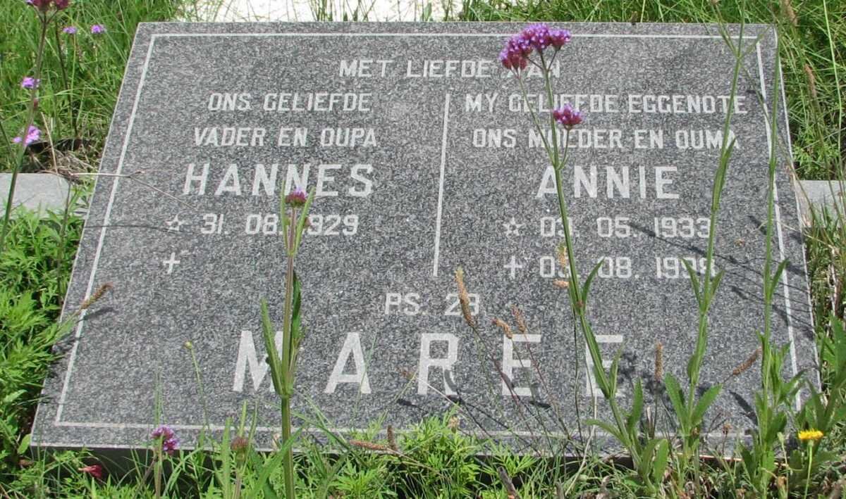 MAREE Hannes 1929- &amp; Annie 1933-1998