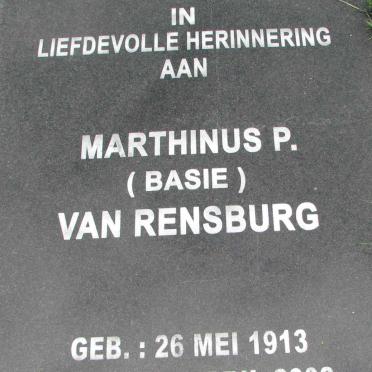RENSBURG Marthinus P., van 1913-2002