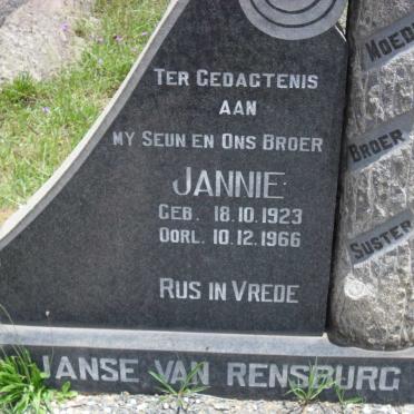 RENSBURG Jannie, Janse van 1923-1966
