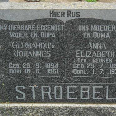 STROEBEL Gerhardus Johannes 1894-1961 &amp; Anna Elizabeth BEUKES 1899-1973