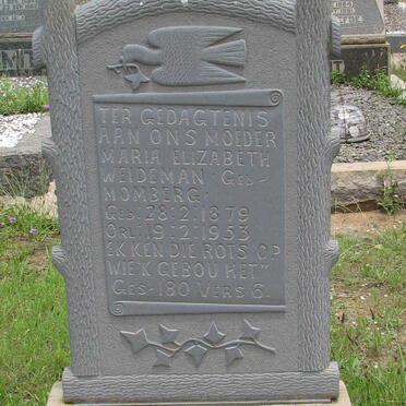 WEIDEMAN Maria Elizabeth nee MOMBERG 1879-1953