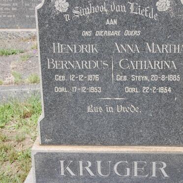 KRUGER Hendrik Bernardus 1876-1953 &amp; Anna Martha Catharina STEYN 1885-1954
