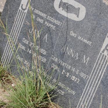 ? Jan A. 1891-1959 &amp; Anna M. VENTER 1897-1977