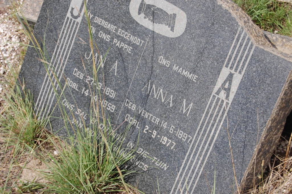 ? Jan A. 1891-1959 & Anna M. VENTER 1897-1977