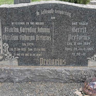 PRETORIUS Gerrit 1884-1965 &amp;  Francina Barendina Johanna Christiana Catharina STEYN 1890-1952