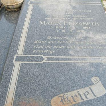 KRIEL Maria Elizabeth nee ROUX 1905-1978