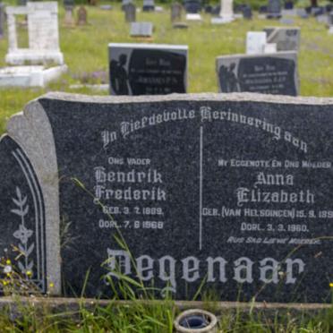 DEGENAAR Hendrik Frederik 1889-1969 & Anna Elizabeth VAN HELSDINGEN 1891-1960
