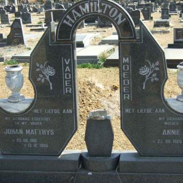HAMILTON Johan Matthys 1916-1988 &amp; Annie 1929-