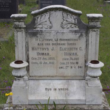 HUMAN Matthys J. 1855-1932 & Elizabeth C. BLOM 1861-1941