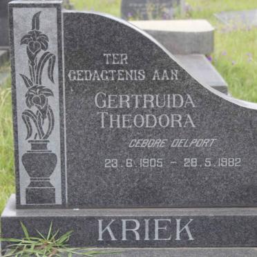KRIEK Gertruida Theodora nee DELPORT 1905-1982
