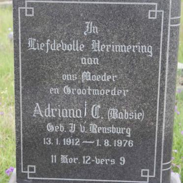 MULLER Adriana C. nee J.V. RENSBURG 1912-1976