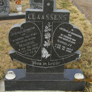 CLAASSENS Gabriel J.P. 1927-2011 &amp; Maggie 1932-1995