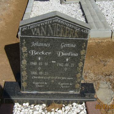 NIEKERK Johannes Becker, van 1940-2006 &amp; Gertina Danlina 1942-