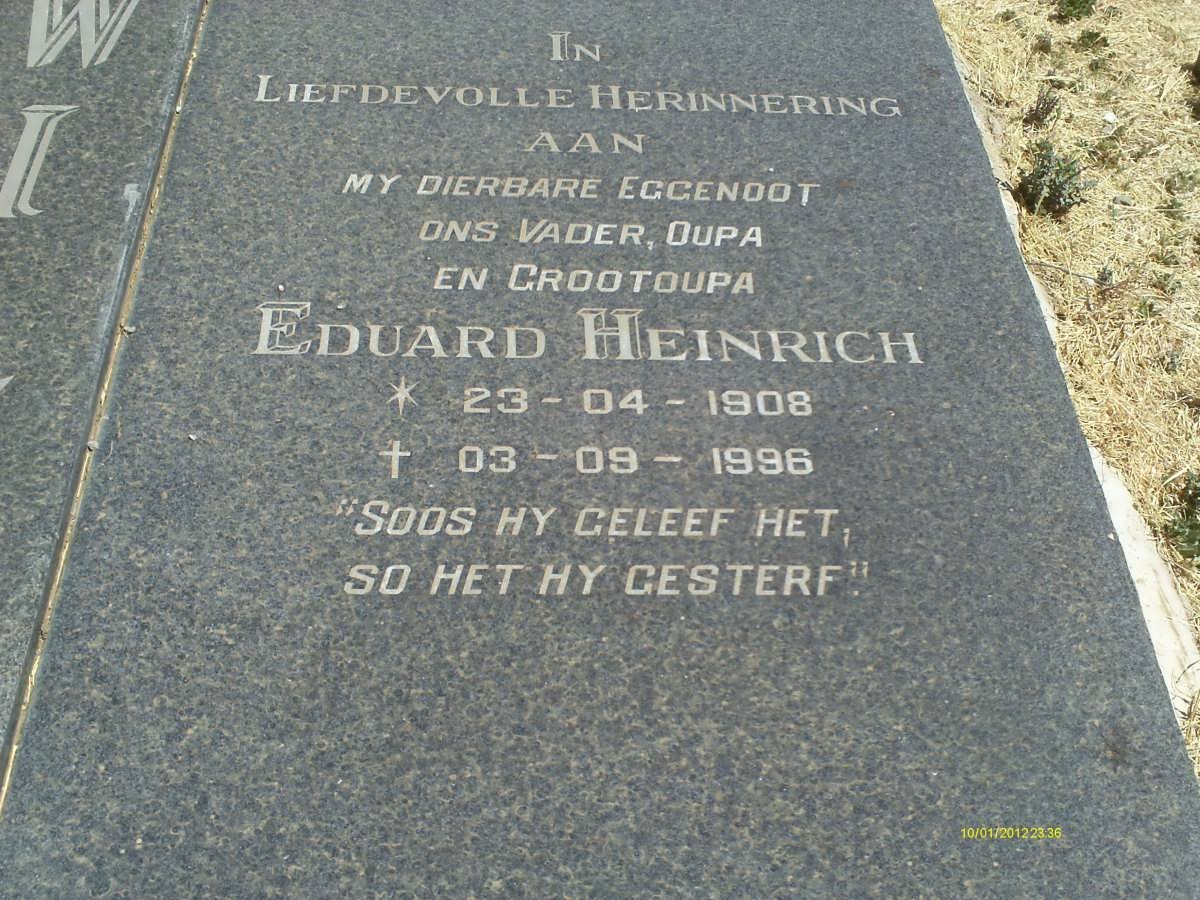 WILLE Eduard Heinrich 1908-1996 &amp; Ellen Barbara 1910-2010
