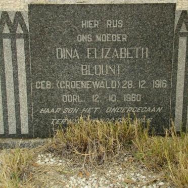BLOUNT Dina Elizabeth nee GROENEWALD 1916-1960