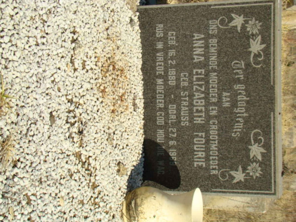 FOURIE Anna Elizabeth nee STRAUSS 1880-1969