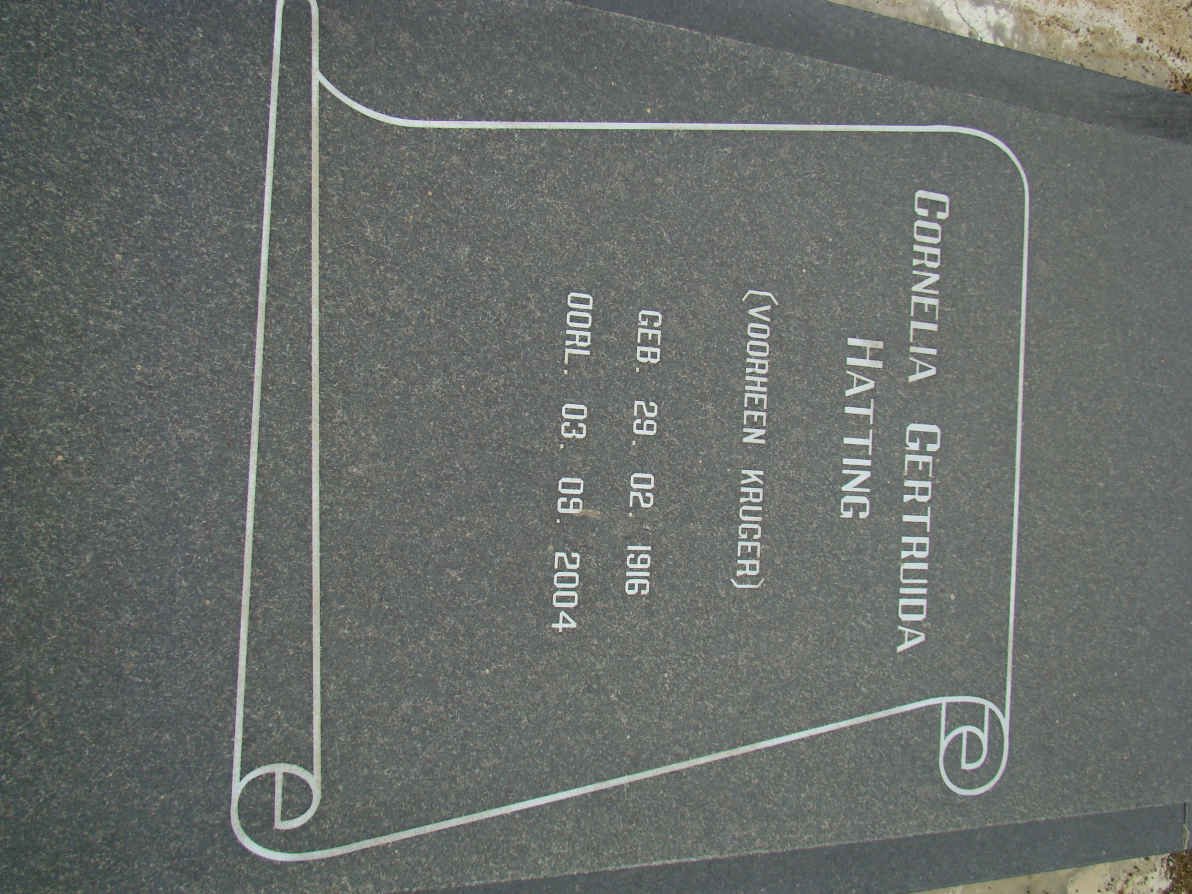 HATTING Cornelia Gertruida nee KRUGER 1916-2004