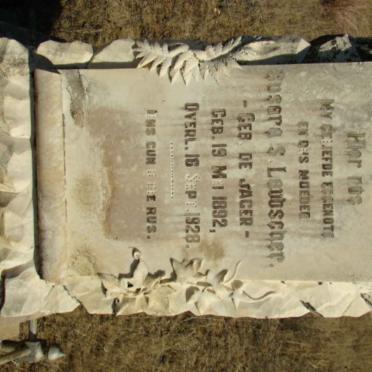 LAUBSCHER Susara S. nee de JAGER 1892-1928