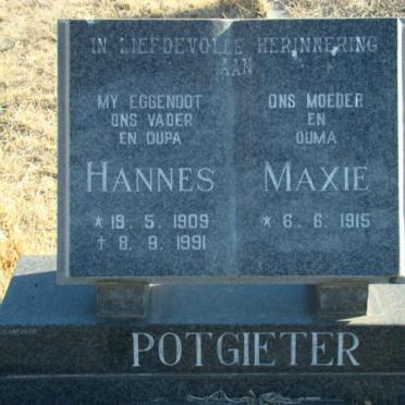 POTGIETER Hannes 1909-1991 &amp; Maxie 1915-