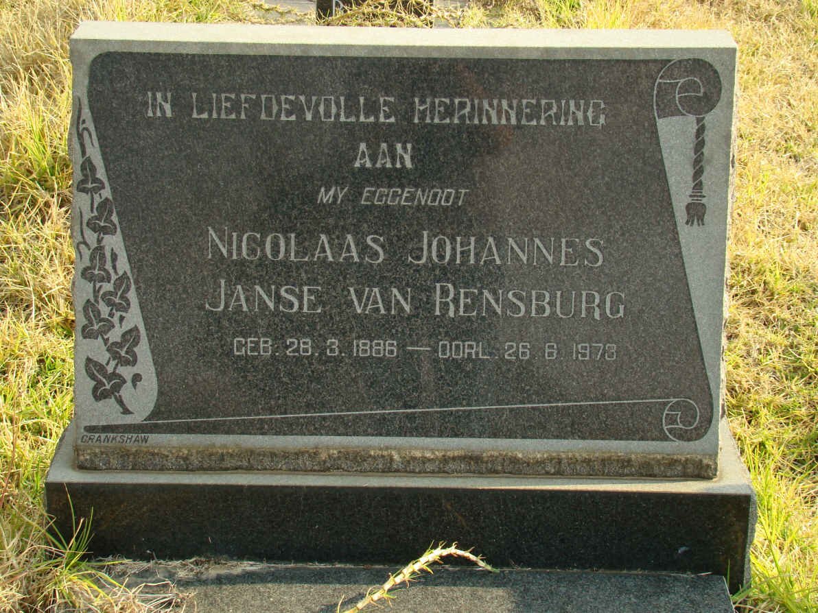RENSBURG Nicolaas Johannes, Janse van 1886-1973