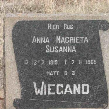 WIEGAND Anna Magrieta Susanna 1919-1965
