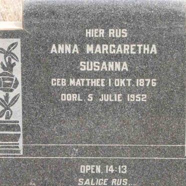 WIEGAND Anna Margaretha Susanna née MATTHEE 1876-1952