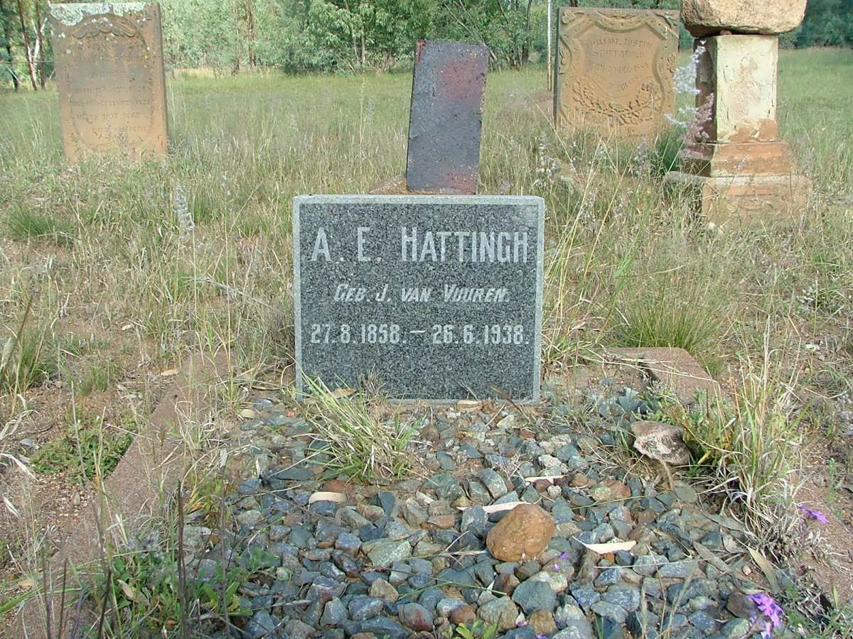HATTINGH A.E. nee J. VAN VUUREN 1858-1938