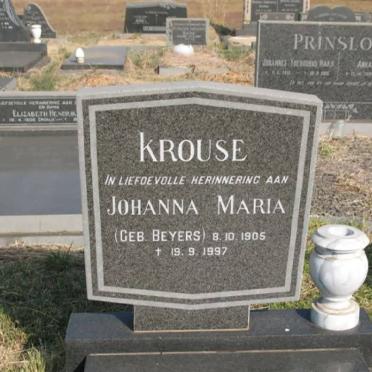 KROUSE Johanna Maria nee BEYERS 1905-1997
