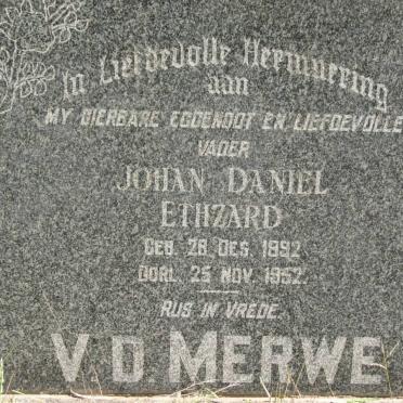 MERWE Johan Daniel Ethzard, v.d. 1892-1952