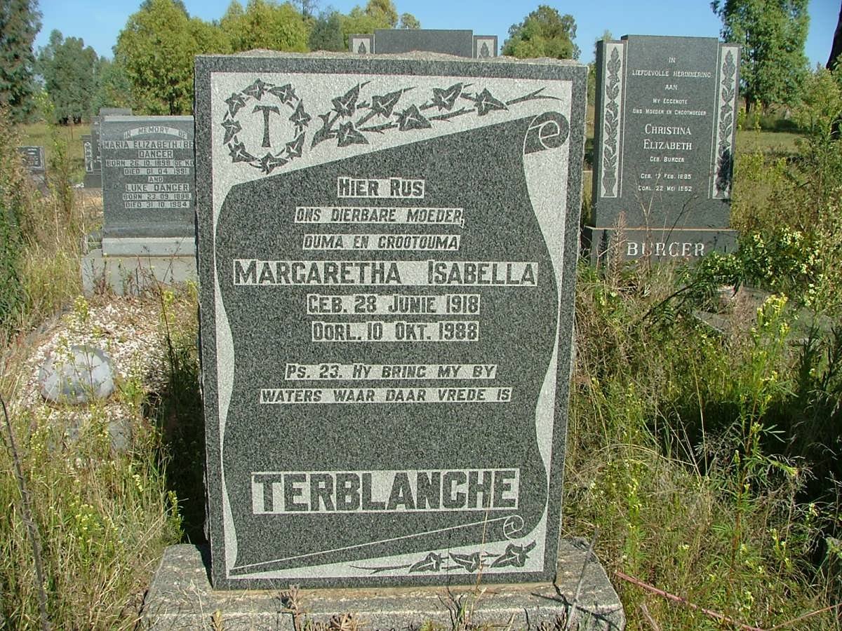 TERBLANCHE Margaretha Isabella 1918-1988
