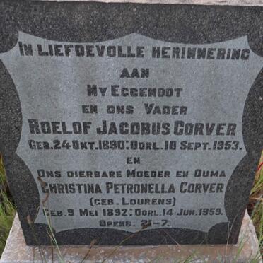 CORVER Roelof Jacobus 1890-1953 & Christina Petronella LOURENS 1892-1959