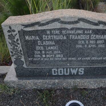 GOUWS Francois Gerhardus 1897-1952 & Maria Gertruida Clasina LANGE 1904-1953