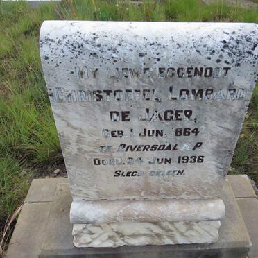 JAGER Christoffel Lombard, de 1864-1936