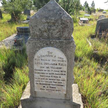 KOEN Anna Johanna nee DE VILLIERS 1870-1919