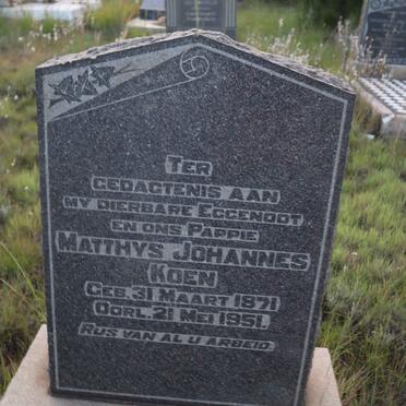 KOEN Matthys Johannes 1871-1951