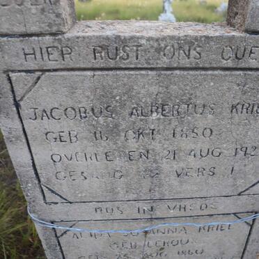 KRIEL Jacobus Albertus 1850-1922 & Alida Susanna LE ROUX 1860-1942 _1