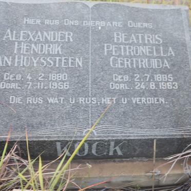 KOCK Alexander Hendrik van Huysteen 1880-1956 & Beatris Petronella Gertruida 1885-1963