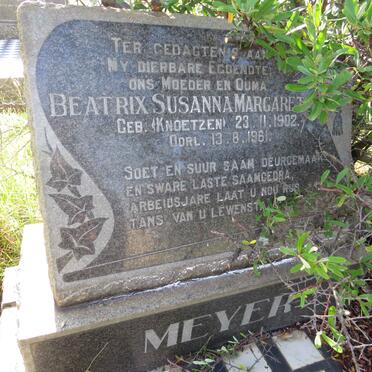 MEYER Beatrix Susanna Margaretha nee KNOETZEN 1902-1961