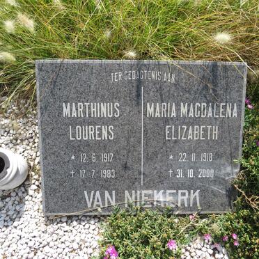 NIEKERK Marthinus Lourens, van 1917-1983 & Maria Magdalena Elizabeth 1918-2000