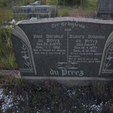 PREEZ Paul Jacobus, du 1877-1962 & Susara Johanna SWART 1877-1951