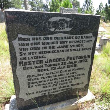 PRETORIUS Hester Jacoba nee VAN TONDER 1893-1945