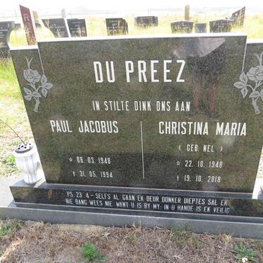 PREEZ Paul Jacobus, du 1948-1994 & Christina Maria NEL 1948-2018