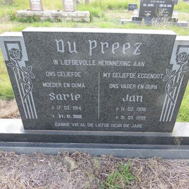PREEZ Jan, du 1906-1999 & Sarie 1914-2006