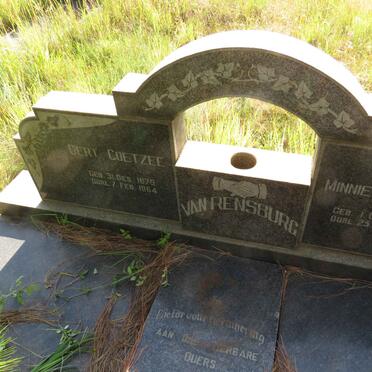 RENSBURG Gert Coetzee, van 1879-1964 & Minnie LOURENS 1895-1964